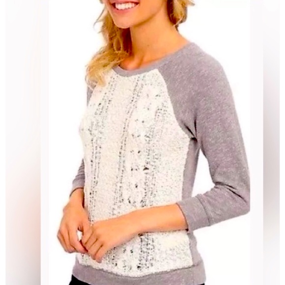 Lucky Brand Gray and White Knit Women's Sweater - Picture 2 of 4